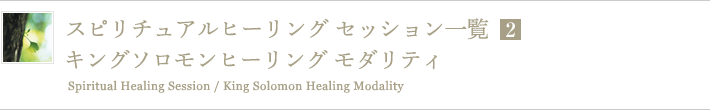 セッション一覧２　キングソロモンヒーリング モダリティ